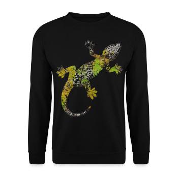 Gecko Iguana Reptile Lizard Animal Gift - Unisex Sweatshirt - black - Front - Alina (178cm) & Michal (187cm)