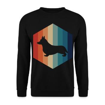 Corgi Vintage Hexagon - Unisex Pullover - Schwarz - Vorne - Alina (178cm) & Michal (187cm)
