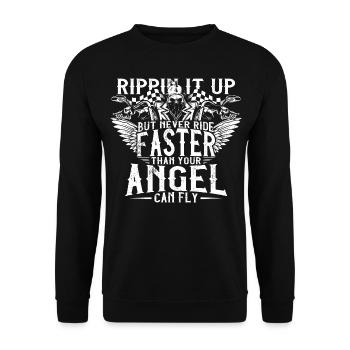 biker angel motorcycle shirt gift - Unisex Sweatshirt - black - Front - Alina (178cm) & Michal (187cm)