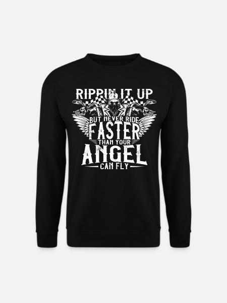 biker angel motorcycle shirt gift - Unisex Sweatshirt - black