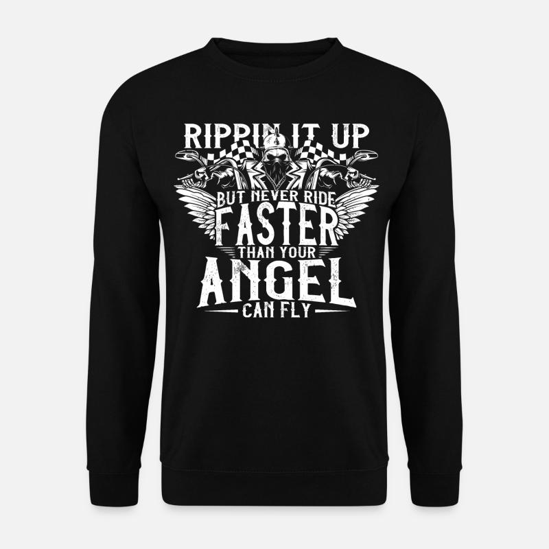 biker angel motorcycle shirt gift - Unisex Sweatshirt - black