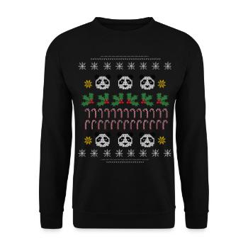 Ugly Christmas Pattern Panda - Unisex Sweatshirt - black - Front - Alina (178cm) & Michal (187cm)