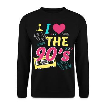 Rétro I Love 90s Outfit Heart Party Gifts - Sweat-shirt Unisexe - noir - Devant - Alina (178cm) & Michal (187cm)