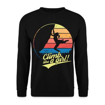 Climb Like A Girl | Climbing saying for women - Unisex Sweatshirt - black - Front - Alina (178cm) & Michal (187cm)