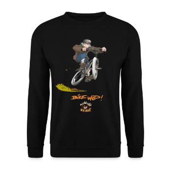 Die Wilden Kerle Maxi auf Fahrrad - Unisex Pullover - Schwarz - Vorne - Alina (178cm) & Michal (187cm)