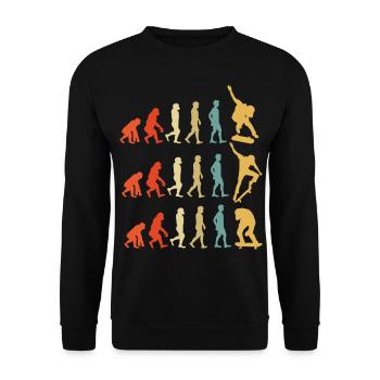 Skateboard Evolution Geschenk - Unisex Pullover - Schwarz - Vorne - Alina (178cm) & Michal (187cm)