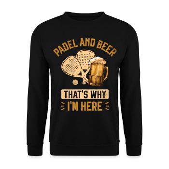 Padel und Bier, deshalb bin ich hier Lustiges Padel - Unisex Pullover - Schwarz - Vorne - Alina (178cm) & Michal (187cm)