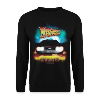 Back To The Future Delorean Destination Time Logo - Unisex Sweatshirt - black - Front - Alina (178cm) & Michal (187cm)