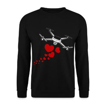 Drone with hearts - Unisex Sweatshirt - black - Front - Alina (178cm) & Michal (187cm)