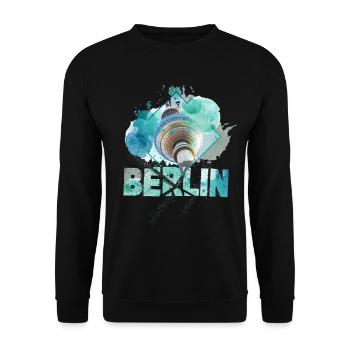 Berlin Allemagne City Skyline Splash coloré - Sweat-shirt Unisexe - noir - Devant - Alina (178cm) & Michal (187cm)