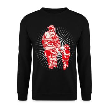 Firefighter fire brigade father and son strong team - Unisex Sweatshirt - black - Front - Alina (178cm) & Michal (187cm)