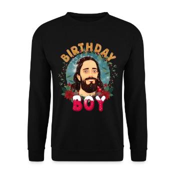 Lustiger Jesus Christus Das Geburtstagskind Weihnachten - Unisex Pullover - Schwarz - Vorne - Alina (178cm) & Michal (187cm)