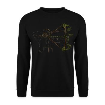 Bogenschütze Compound Bogen T-Shirt - Unisex Pullover - Schwarz - Vorne - Alina (178cm) & Michal (187cm)