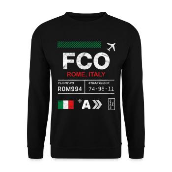 Etikett des Flughafens Rom - Unisex Pullover - Schwarz - Vorne - Alina (178cm) & Michal (187cm)
