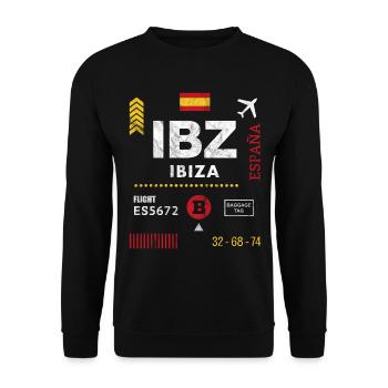 Etikett des Flughafens Ibiza - Unisex Pullover - Schwarz - Vorne - Alina (178cm) & Michal (187cm)