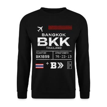 Etikett des Flughafens Bangkok - Unisex Pullover - Schwarz - Vorne - Alina (178cm) & Michal (187cm)
