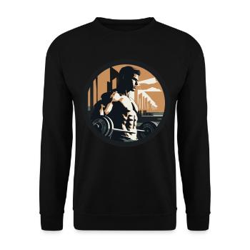 T-shirt art: athlete in the gym - Unisex Sweatshirt - black - Front - Alina (178cm) & Michal (187cm)