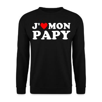 J' aime mon papy cadeau grand-père coeur rouge - Sweat-shirt Unisexe - noir - Devant - Alina (178cm) & Michal (187cm)