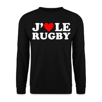 J' aime le rugby cadeau rugbyman coeur rouge - Sweat-shirt Unisexe - noir - Devant - Alina (178cm) & Michal (187cm)