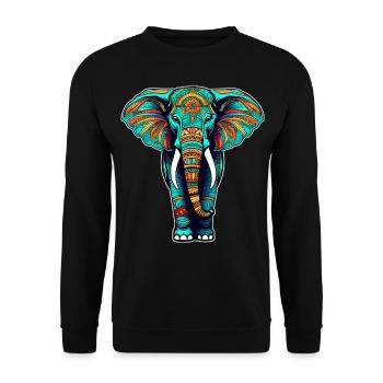 Spirit Animal Elefant im Bohemian Style - Unisex Pullover - Schwarz - Vorne - Alina (178cm) & Michal (187cm)