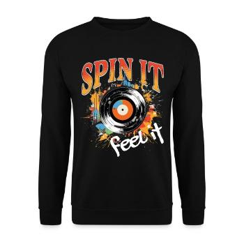 Disque Vinyle LP Platine Rétro - Sweat-shirt Unisexe - noir - Devant - Alina (178cm) & Michal (187cm)