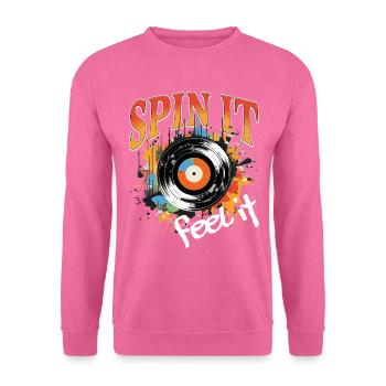 Disque Vinyle LP Platine Rétro - Sweat-shirt Unisexe - rose - Devant