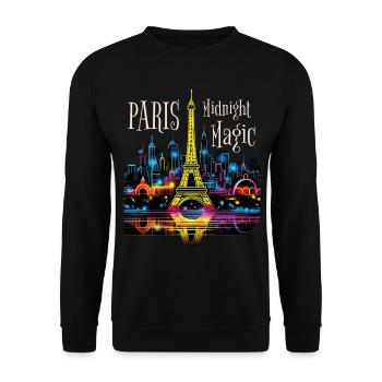 Paris, Eiffel Tower, France, City, Skyline, Night - Unisex Sweatshirt - black - Front - Alina (178cm) & Michal (187cm)