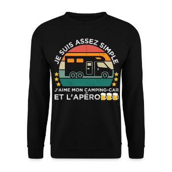 J' aime mon camping-car et l' apéro humour camping - Sweat-shirt Unisexe - noir - Devant - Alina (178cm) & Michal (187cm)