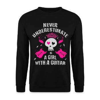 Never underestimate a girl with a guitar - Unisex Sweatshirt - black - Front - Alina (178cm) & Michal (187cm)