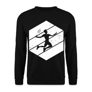 Federball Squash Damen Badminton Badmintonspieler - Unisex Pullover - Schwarz - Vorne - Alina (178cm) & Michal (187cm)