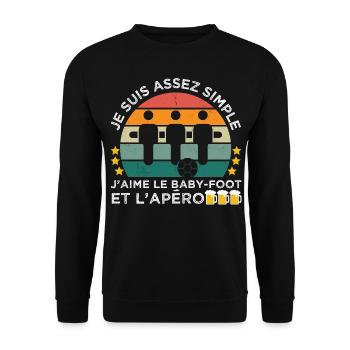 J' aime le baby-foot et l' apéro cadeau vintage - Sweat-shirt Unisexe - noir - Devant - Alina (178cm) & Michal (187cm)