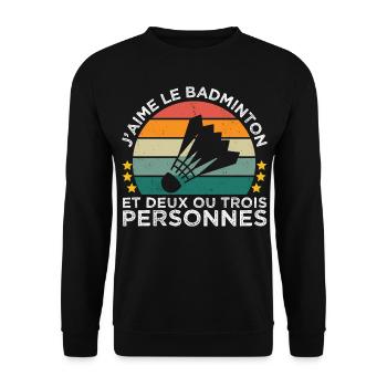 J' aime le badminton et deux ou trois personnes - Sweat-shirt Unisexe - noir - Devant - Alina (178cm) & Michal (187cm)