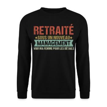Retraité sous nouveau management cadeau retraite - Sweat-shirt Unisexe - noir - Devant - Alina (178cm) & Michal (187cm)