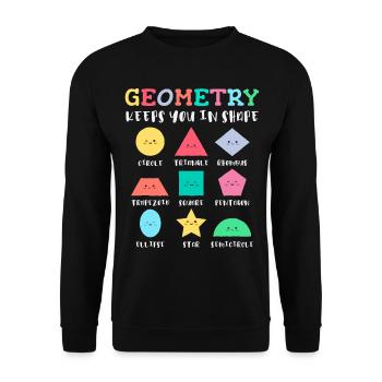 Geometrische Formen mit positiven Sprüchen - Unisex Pullover - Schwarz - Vorne - Alina (178cm) & Michal (187cm)