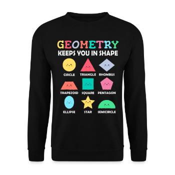 Geometrische Formen mit positiven Sprüchen - Unisex Pullover - Schwarz - Vorne - Alina (178cm) & Michal (187cm)