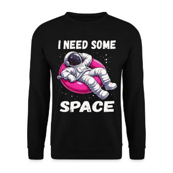Ich brauche etwas Freiraum - Entspannter Astronaut - Unisex Pullover - Schwarz - Vorne - Alina (178cm) & Michal (187cm)