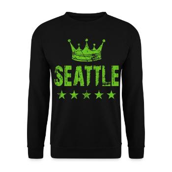 Seattle Krone Sterne - Unisex Pullover - Schwarz - Vorne - Alina (178cm) & Michal (187cm)