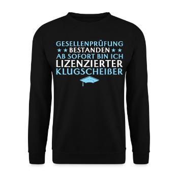 Abschlussprüfung bestanden Ausbildung Geselle - Unisex Pullover - Schwarz - Vorne - Alina (178cm) & Michal (187cm)
