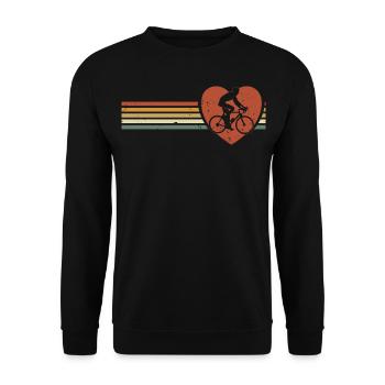 Motif vélo en vintage avec des cyclistes dans mon cœur - Sweat-shirt Unisexe - noir - Devant - Alina (178cm) & Michal (187cm)