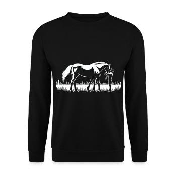 Connected Souls - A Horse and its Rider - Unisex Sweatshirt - black - Front - Alina (178cm) & Michal (187cm)