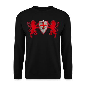Loewen with the Knight's shield - Unisex Sweatshirt - black - Front - Alina (178cm) & Michal (187cm)