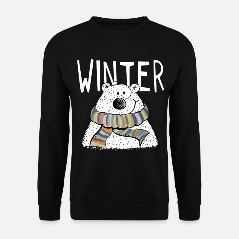 Eisbär im Winter - Bär - Bären - Comic - Tiere - Unisex Pullover - Schwarz