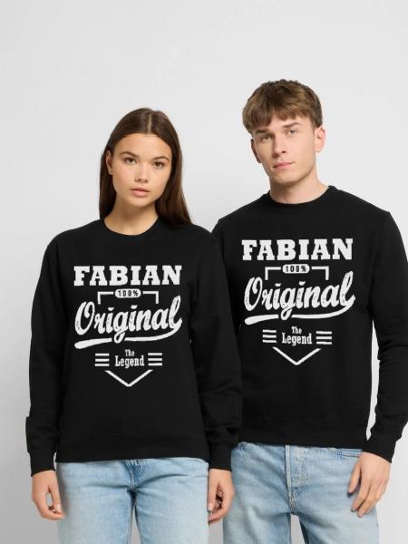 Fabian original gift personalized first name fabian - Unisex Sweatshirt - black - Front - Alina (178cm) & Michal (187cm)