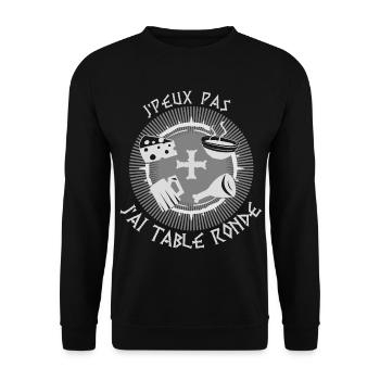 je peux pas j'ai table ronde, humour médiéval - Sweat-shirt Unisexe - noir - Devant - Alina (178cm) & Michal (187cm)