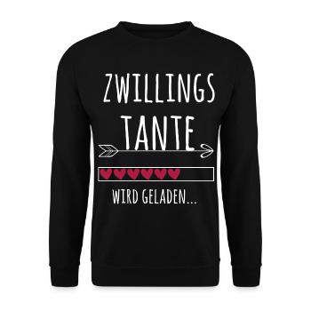 Tante Zwillinge Ankündigung Schwangerschaft Baby - Unisex Pullover - Schwarz - Vorne - Alina (178cm) & Michal (187cm)