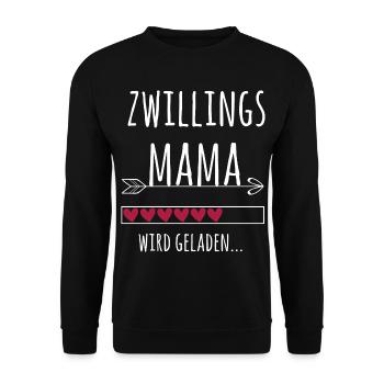 werdende Mama Zwillinge Schwangerschaft Geschenk - Unisex Pullover - Schwarz - Vorne - Alina (178cm) & Michal (187cm)
