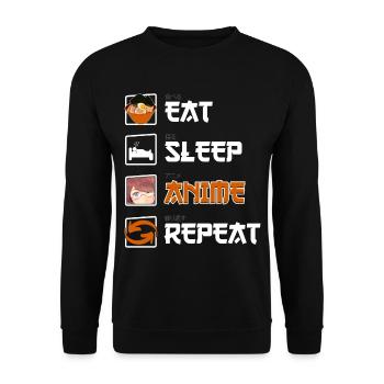 Anime & Manga - Funny Shirt - Geschenk für Fans - Unisex Pullover - Schwarz - Vorne - Alina (178cm) & Michal (187cm)