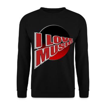Ich liebe Musik - du auch? - Unisex Pullover - Schwarz - Vorne - Alina (178cm) & Michal (187cm)