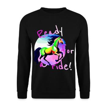 Motif coloré de fille montante galop à cheval - Sweat-shirt Unisexe - noir - Devant - Alina (178cm) & Michal (187cm)