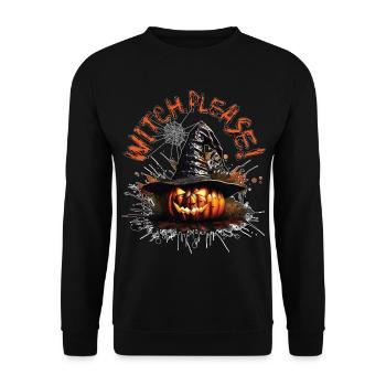 Halloween Pumpkin, Witch, Please! - Unisex Sweatshirt - black - Front - Alina (178cm) & Michal (187cm)